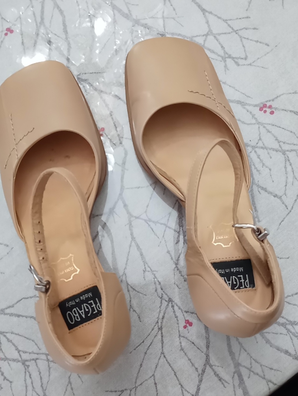 PREGABO Nude Square-Toe Slingback Mules